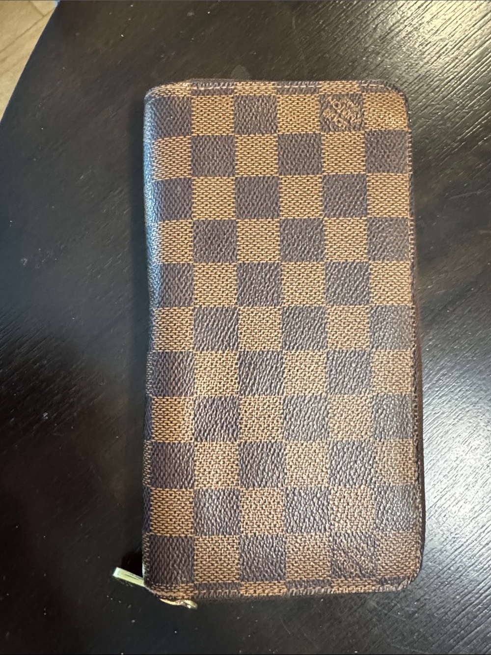Louis Vuitton Brown Checkered Zip Card Holder